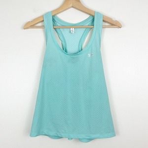 Under Armour Running Tank Women’s Small S Racerback Athletic Mesh Blue Aqua